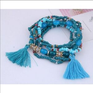 Bracelet Multi layer (6) Tassel Boho